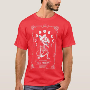Moon Tarot Card Cat Skeleton Feline Gothic Hallowe T-Shirt