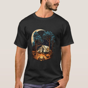 Moon Tent Campfire Camping Camper 2 T-Shirt
