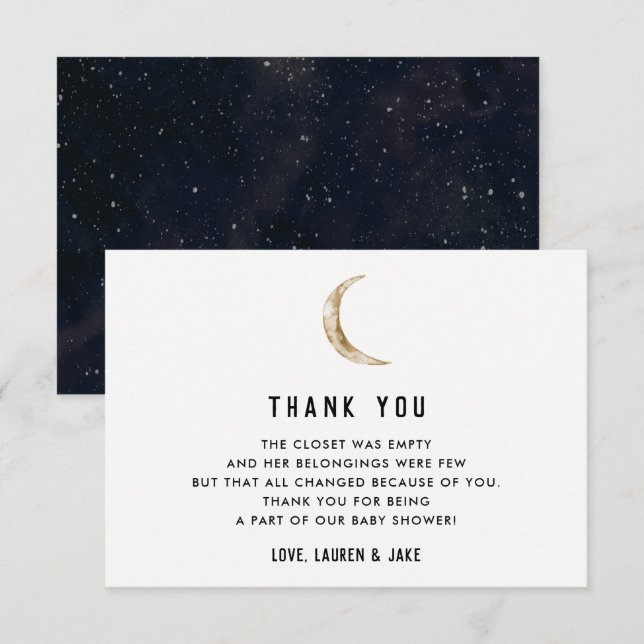 Moon Theme Baby Shower Thank You Cards (Front/Back)