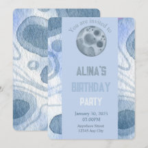 Moon themed birthday Invitation