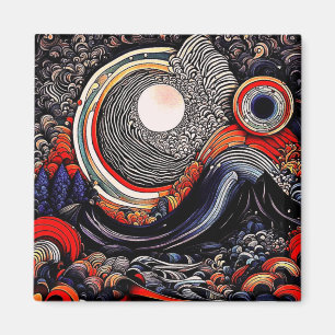Moon through storm waves magnet