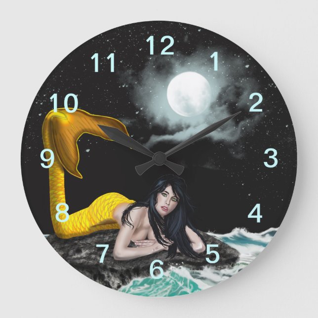 Moon Tide Mermaid Wall Clock (Front)