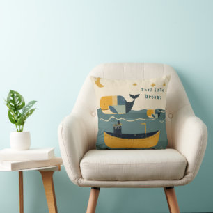 Moon Tide Whales Cushion
