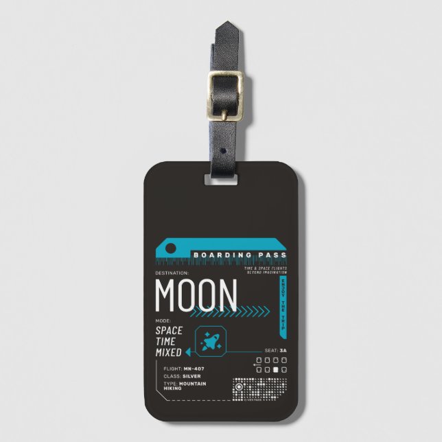Moon Time Travel Ticket Boarding Pass Luggage Tag (Front Vertical)