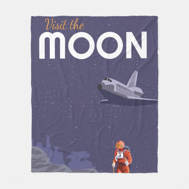 Moon Travel Fleece Blanket (Front)
