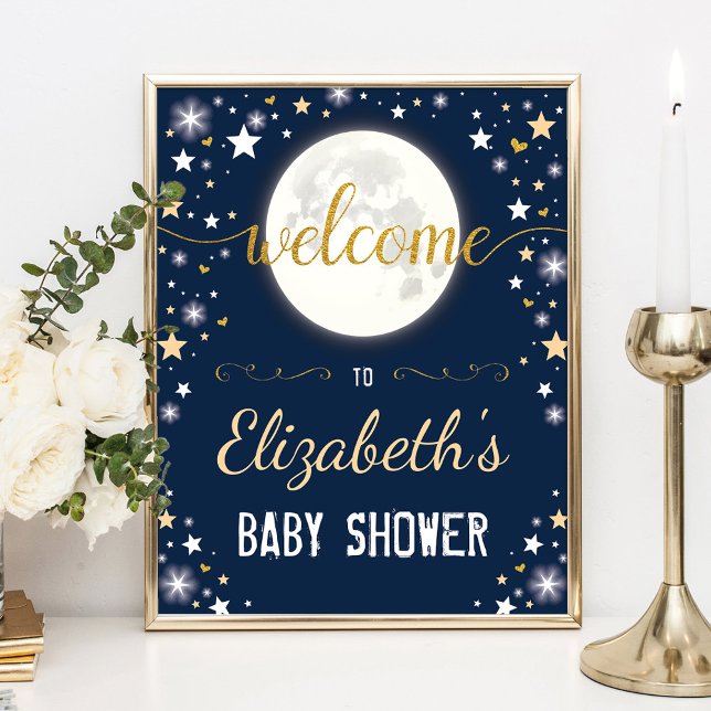Moon Twinkle Star Galaxy Baby Shower Welcome Poster (Creator Uploaded)