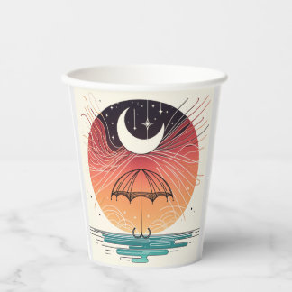 Moon & Umbrella Surreal Boho Line Paper Cups