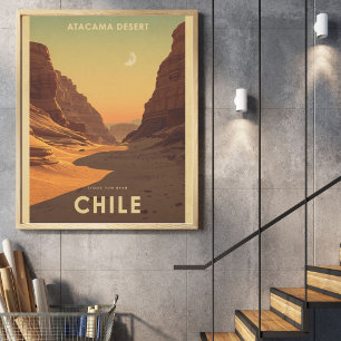 Moon Valley Magic – Vintage Atacama Desert  Poster