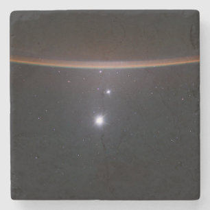 Moon, Venus, Jupiter & Earth (ISS) (NASA) (Space) Stone Coaster
