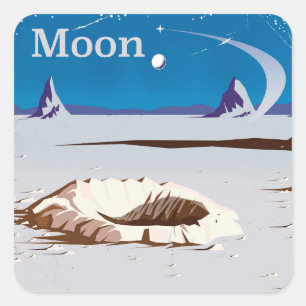 Moon - vintage Sci-fi travel poster Square Sticker