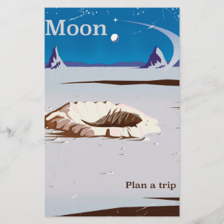 Moon - vintage Sci-fi travel poster Stationery