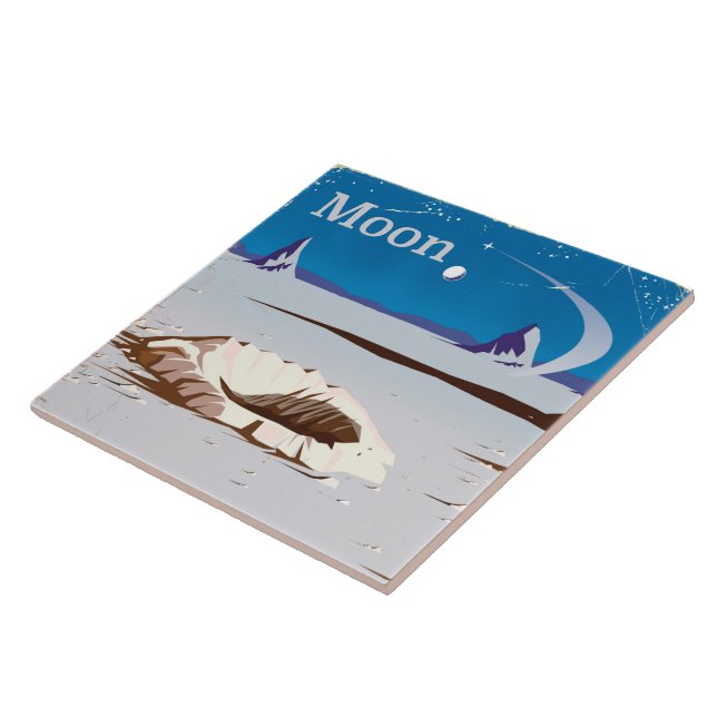 Moon - vintage Sci-fi travel poster Tile (Side)