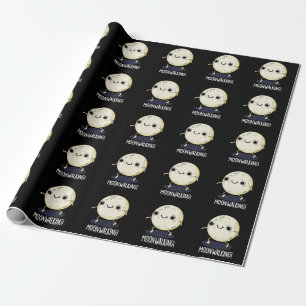 Moon Walking Funny Dance Pun Dark BG Wrapping Paper