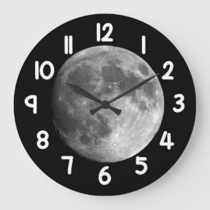 Moon Wall Clock – Black Night Sky Space Home Decor