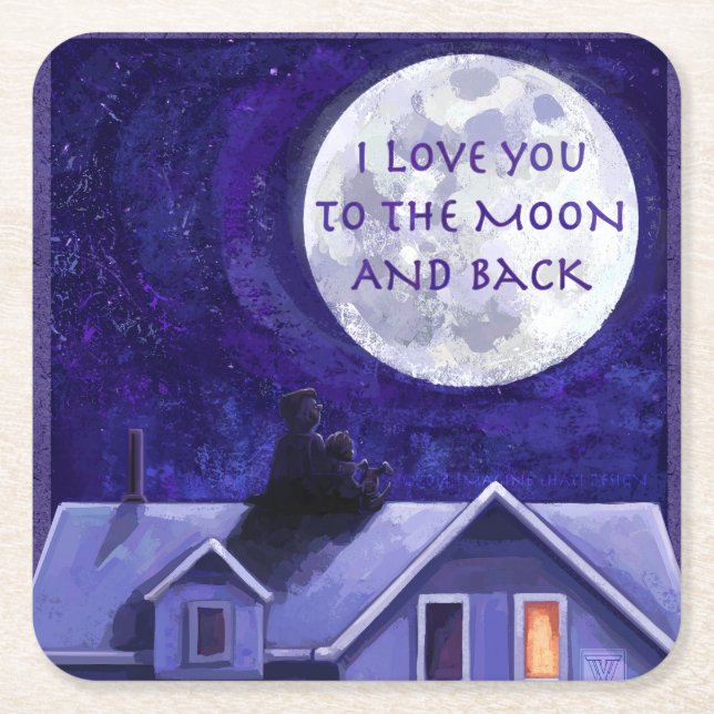 Moon Watch Square Paper Coaster (Front)