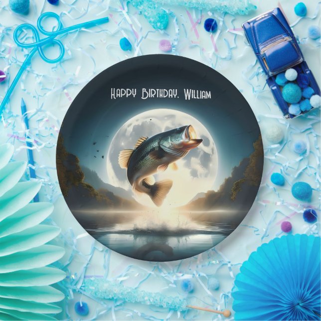 Moon Water & Bass Leaping Paper Plate (Party)