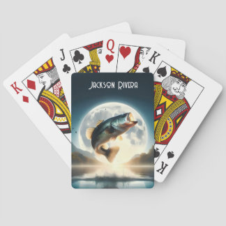 Moon Water & Bass Leaping Playing Cards