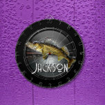 Moon Water & Walleye Pike    Dartboard<br><div class="desc">A walleye pike is superimposed over a moon rising over a lake.</div>