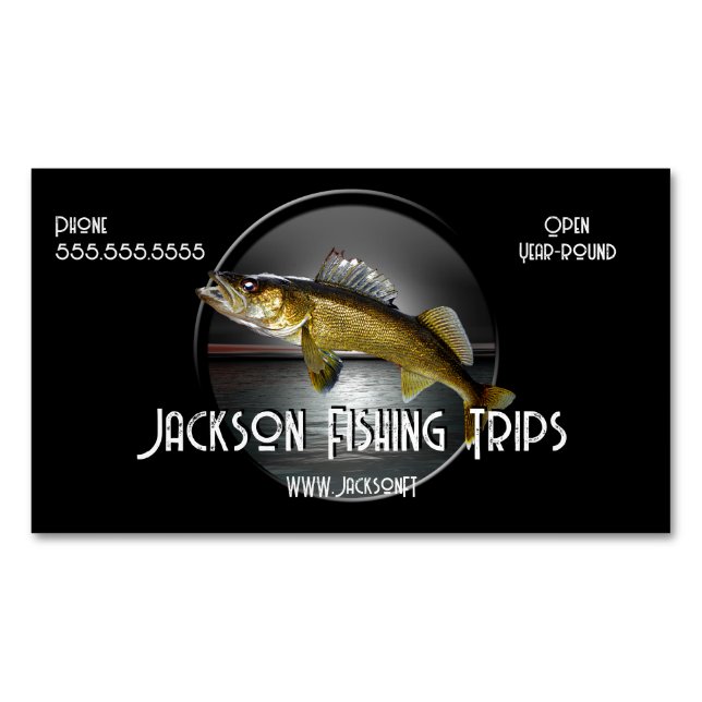 Moon Water & Walleye Pike Magnetic Business Card (Front)