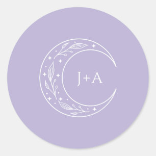 Moon Whimsical Wedding Classic Round Sticker