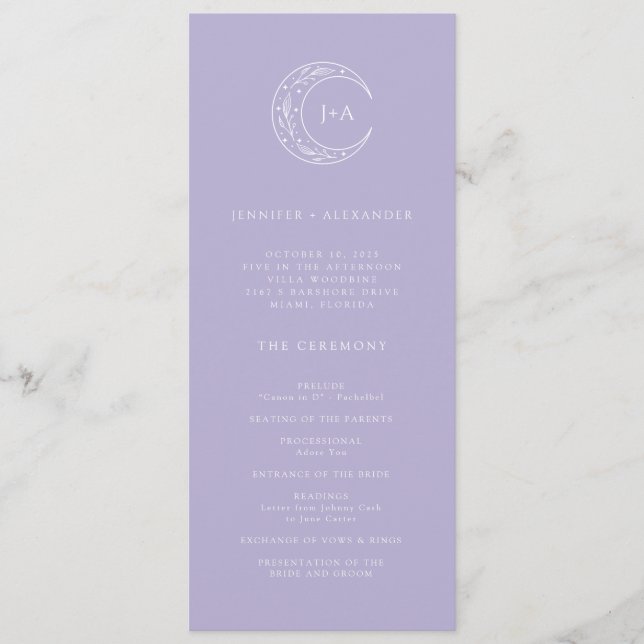Moon Whimsical Wedding Programme (Front)