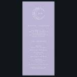 Moon Whimsical Wedding Programme<br><div class="desc">The Moon Whimsical Wedding Program becomes a visual guide to your whimsical celebration. Set against a lavender canvas,  the crescent moon,  stars and leaves,  along with the stylishly simple customisable initials of the couple,  become celestial beacons.</div>