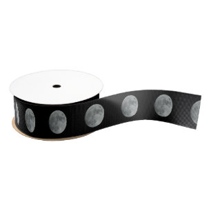 Moon Winter Night Sky Full Lunar Grosgrain Ribbon