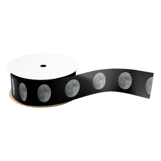 Moon Winter Night Sky Full Lunar Grosgrain Ribbon (Spool)