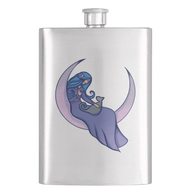 Moon Witch MoonChild Pagan Wicca Art Hip Flask (Front)