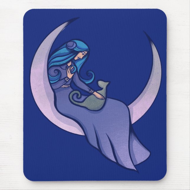 Moon Witch MoonChild Pagan Wicca Art Mouse Mat (Front)