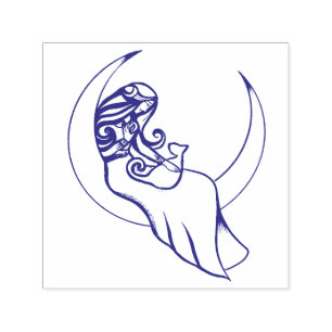 Moon Witch MoonChild Pagan Wicca Art Self-inking Stamp