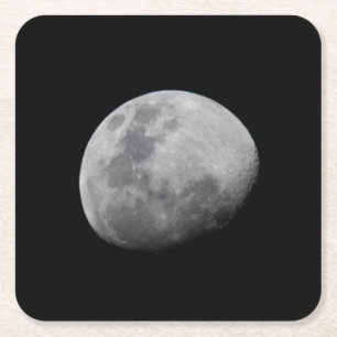 Moon with Black Sky Zambia, South Luangwa Square Paper Coaster