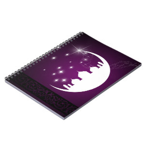 Moon with Mosque Silhouette - Notebook