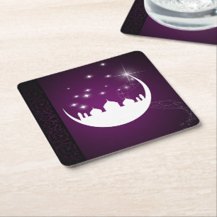 Moon with Mosque Silhouette - Paper Coaster