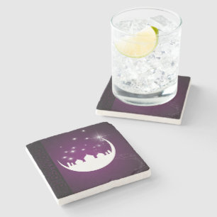 Moon with Mosque Silhouette - Stone Coaster
