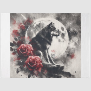 Moon Wolf Floral Tissue Paper