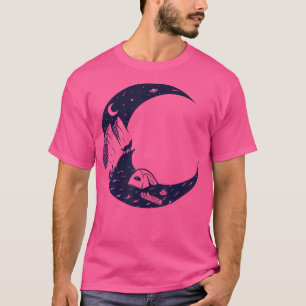 Moon Wolf Mountain Camp For Lovers Camping Wolves T-Shirt