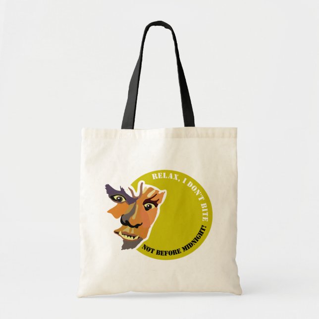 Moon Wolf, Relax, I Don't Bite Tote Bag (Front)