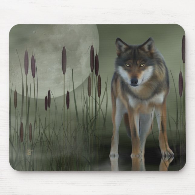 Moon Wolf - Wolf, Animals Mouse Mat (Front)