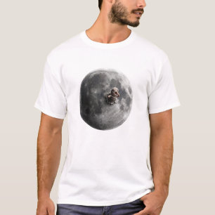Moon Worm Surreal Full Moon Space Art T-Shirt