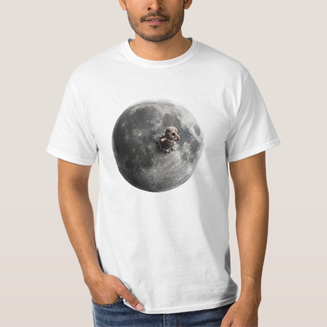 Moon Worm Surreal Full Moon Space Art T-Shirt (Front)