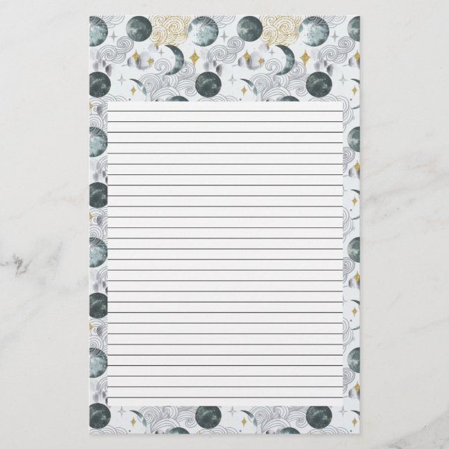 Moon Writing Paper | Mystical Stationery (Front)
