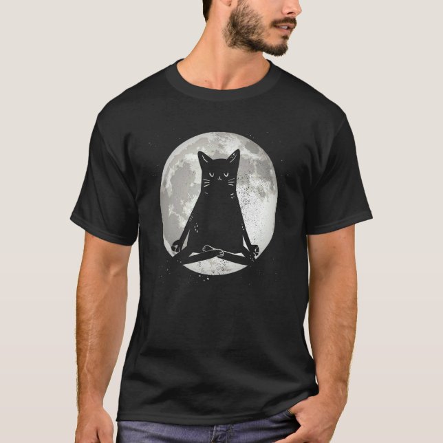 Moon Yoga Cat T-Shirt (Front)