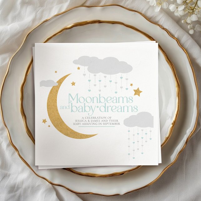 Moonbeams and baby dreams baby shower blue napkin (Creator Uploaded)