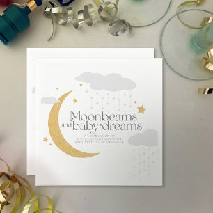 Moonbeams and baby dreams baby shower gray gold napkin