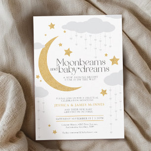 Moonbeams and baby dreams baby shower  invitation