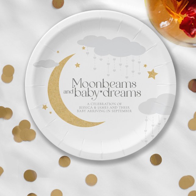 Moonbeams and baby dreams baby shower  paper plate (Creator Uploaded)