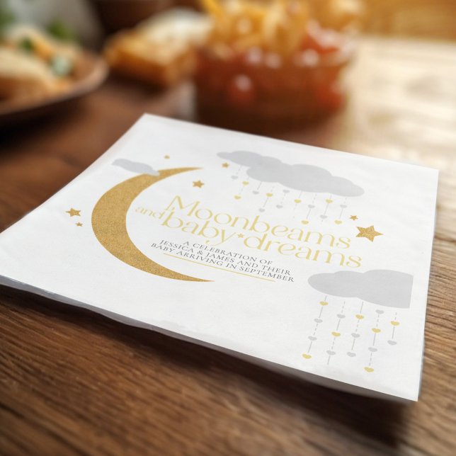 Moonbeams and baby dreams baby shower yellow napkin (Creator Uploaded)