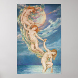 Moonbeams Dipping into the Sea   Evelyn De Morgan Poster