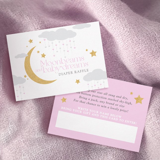Moonbeams pink baby shower diaper raffle enclosure card (Creator Uploaded)